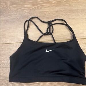 Nike Black Strappy Crossback Sports Bra with White Swoosh